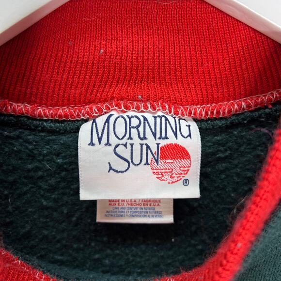 Vintage Jerzees Morning Sun 90s Cardinal Sweatshirt Size XL Green Graphic - Picture 4 of 6